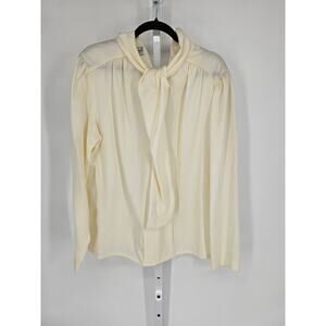Jeanne Durrell Women's Cream Polyester Scarf Collar Pullover Long Sleeve Top XL